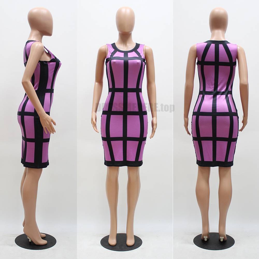 Neon color Slim Fit Colorful Print Dress NEON COLOR DRESSES color: lake blue|Neon Green|Orange|Purple|Rose Red|Yellow