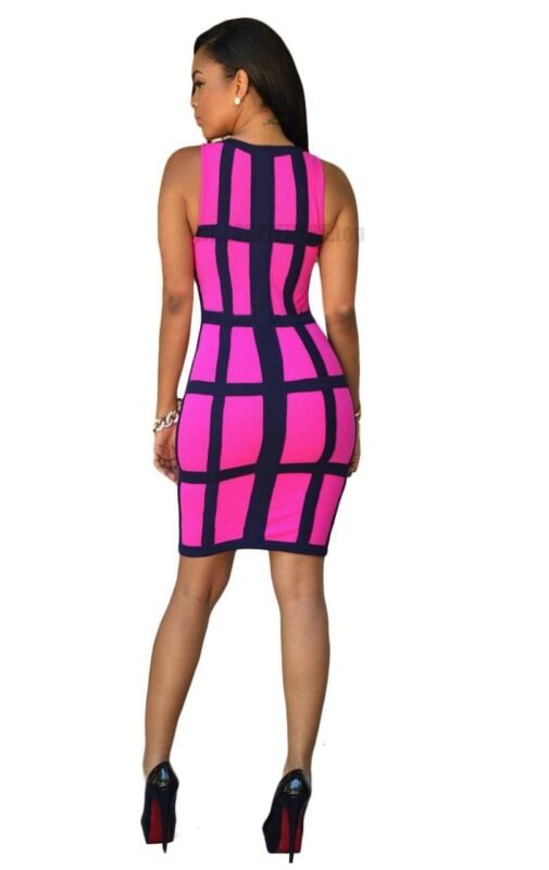 Neon color Slim Fit Colorful Print Dress NEON COLOR DRESSES color: lake blue|Neon Green|Orange|Purple|Rose Red|Yellow