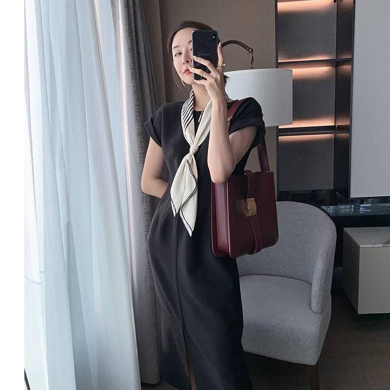 New Summer Women Solid Color Elegant Vestidos White Party Bodycon Work Office Lady Female Slim Dress DRESSES FOR WORK color: Black|White