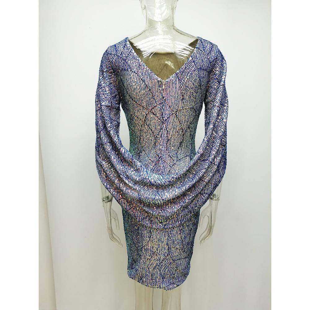 Sexy Elegant office Sequin Dress Women Summer vintage Club Mini Evening Party Bodycon Dress casual woman dresses vestidos 2021 BEST BODYCON DRESSES color: Blue