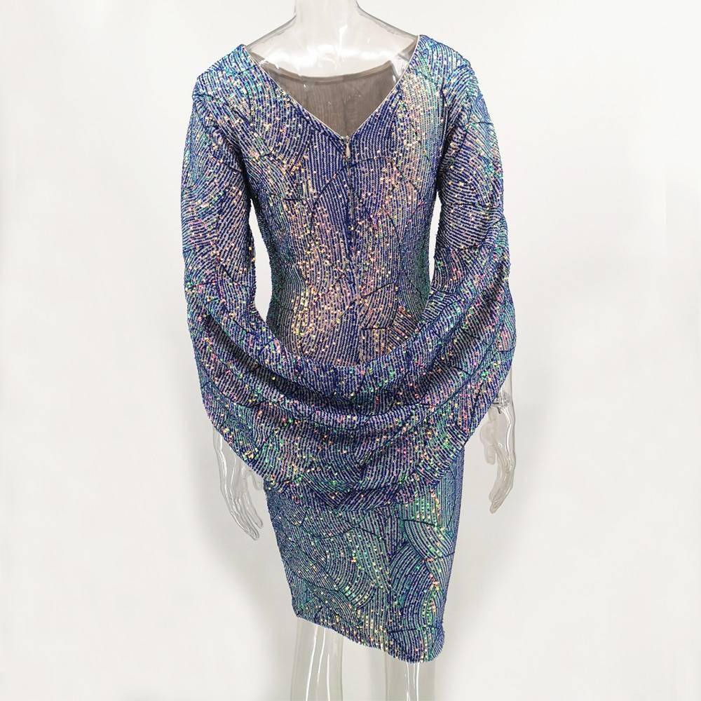 Sexy Elegant office Sequin Dress Women Summer vintage Club Mini Evening Party Bodycon Dress casual woman dresses vestidos 2021 BEST BODYCON DRESSES color: Blue